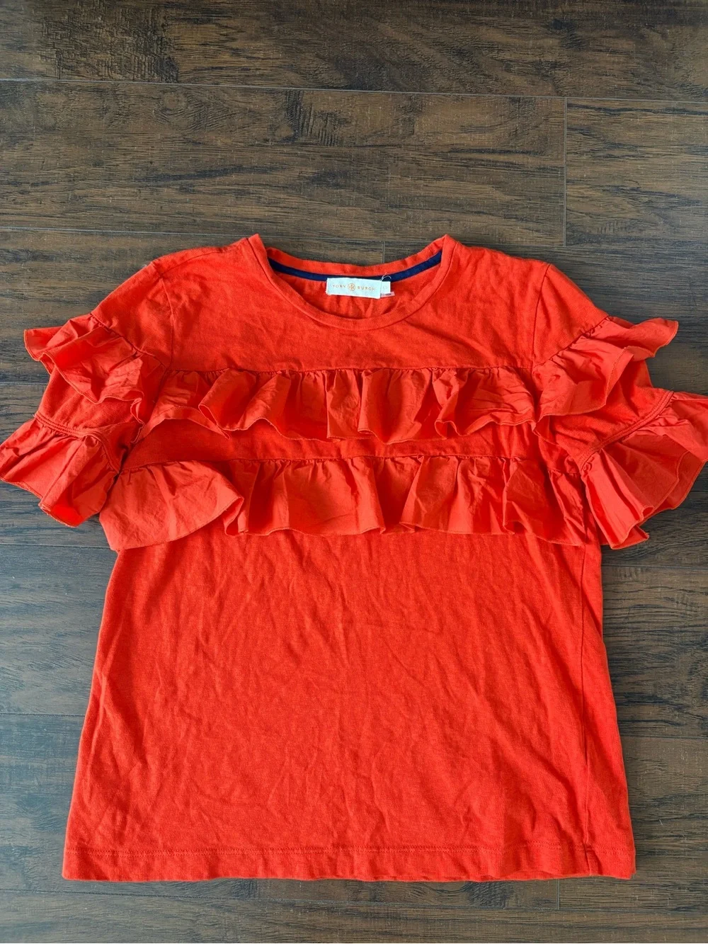 Tory Burch Lenox T shirt ruffled sz L